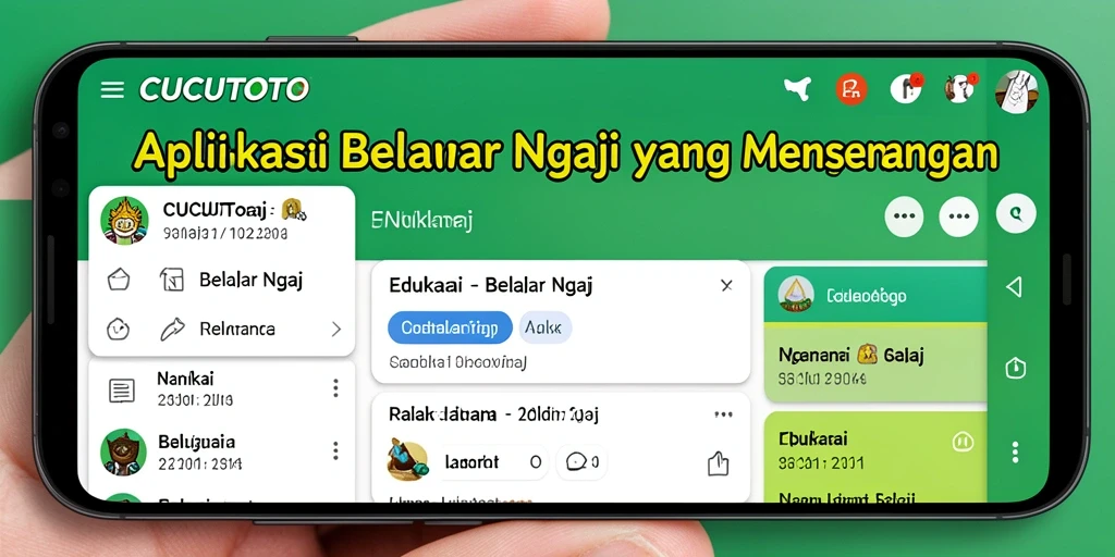 Tampilan antarmuka CUCUTOTO untuk Belajar Ngaji yang menarik.