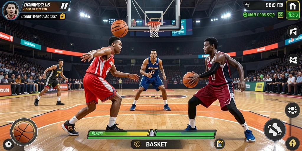 Tampilan antarmuka dominoclub yang menarik dalam permainan basket.