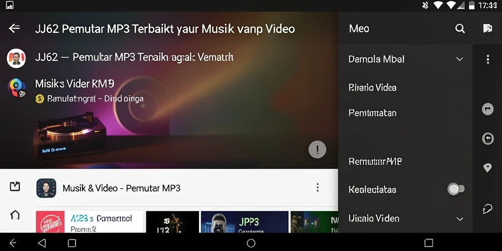 Tampilan antarmuka JJ62 dengan fungsi Pemutar MP3 yang intuitif.
