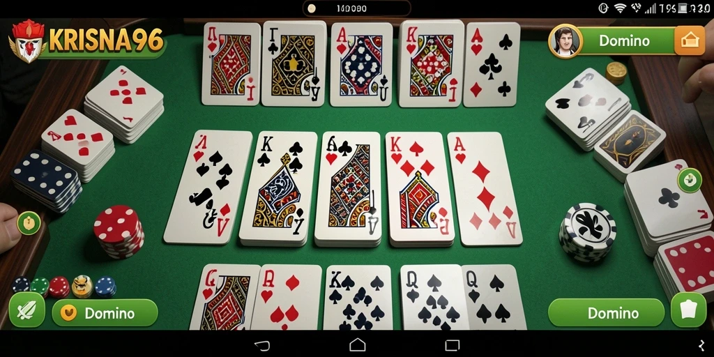 Tampilan antarmuka game Domino KRISNA96 yang futuristik dan menarik.