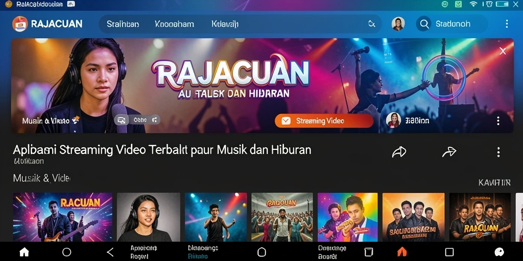 Antarmuka aplikasi RAJACUAN yang menakjubkan untuk streaming video.