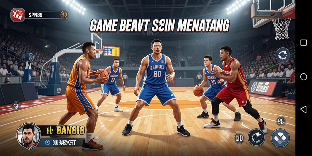 Tangkapan layar game SPN88 menampilkan aksi lapangan basket yang mendebarkan.