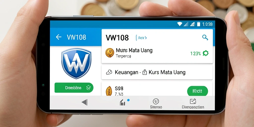 Antarmuka VW108 dengan informasi kurs mata uang yang jelas dan terupdate.